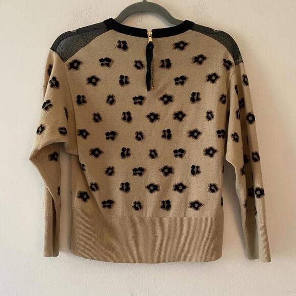 RED VALENTINO wool silk cashmere black tan floral mesh sweater - Picture 4 of 6